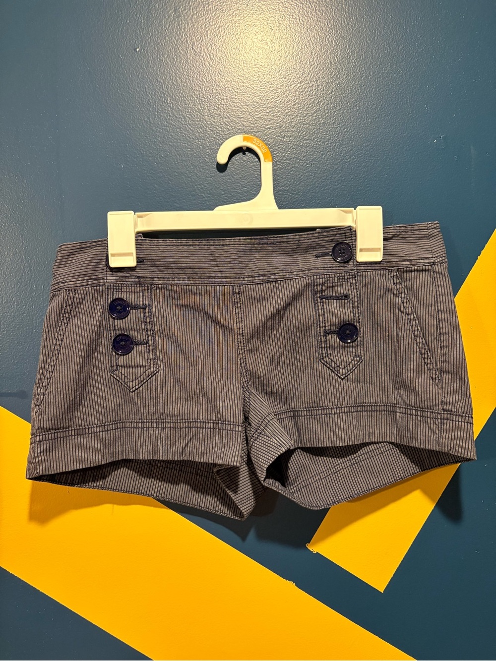Express Navy Stripe High Rise Mini Shorts EUC